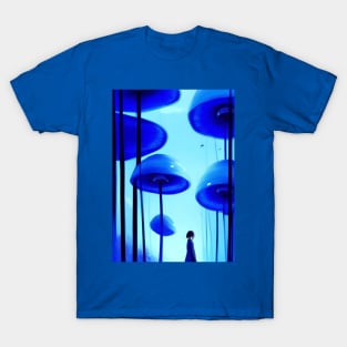 DREAMY SURREAL BLUE MUSHROOMS T-Shirt